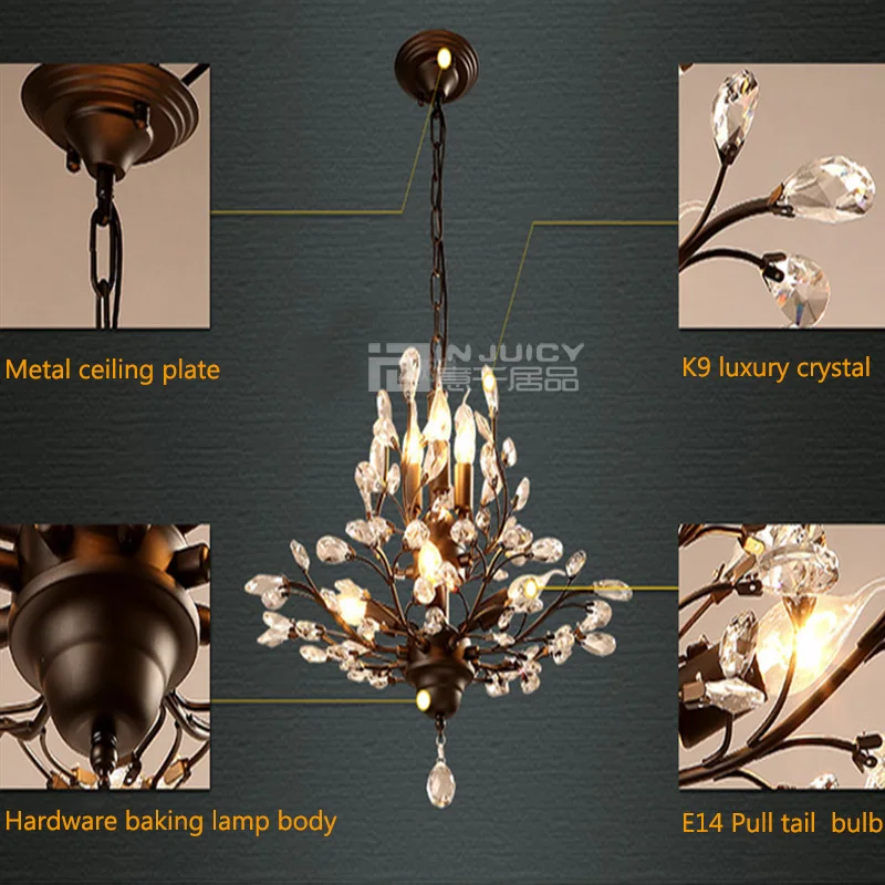 Винтажная светодиодная люстра в стиле ретро E14 из промышленного железа роскошная