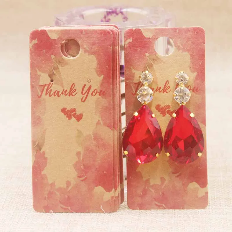 100pcs Leaf Plant Flower Printing Design Kraft Beauty Gift Jewelry Display Card Paperboard Price Tag Love Letter New Style4x9cm | Украшения