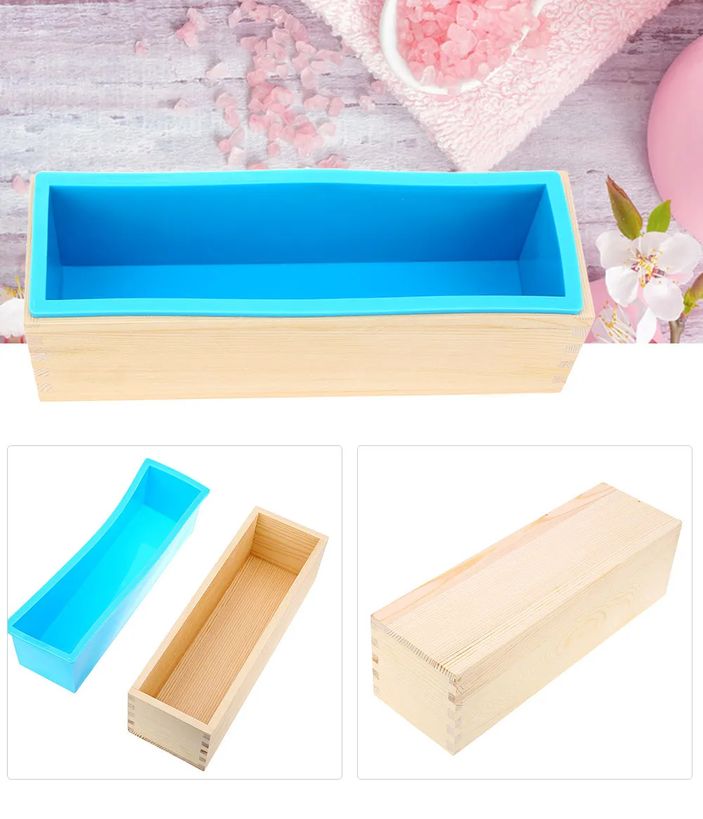 Прямоугольная деревянная форма для мыла с силиконовым вкладышем и DIY буханка вихревое Мыло Плесень инструмент DIY Мыло Свеча Плесень 1200 г Плесень инструмент для изготовления