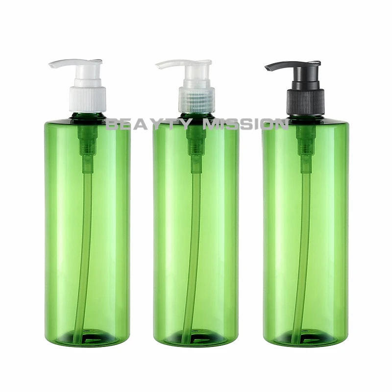 

BEAUTY MISSION 12 PCS/LOT-500ML Spiral Lotion Pump Bottle,green Plastic Cosmetic Container,Empty Shampoo Sub-bottling