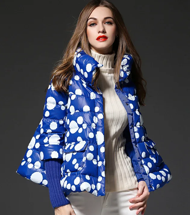 

Loose fit cloak style white duck down jackets women down coats 2019 autumn winter new collection