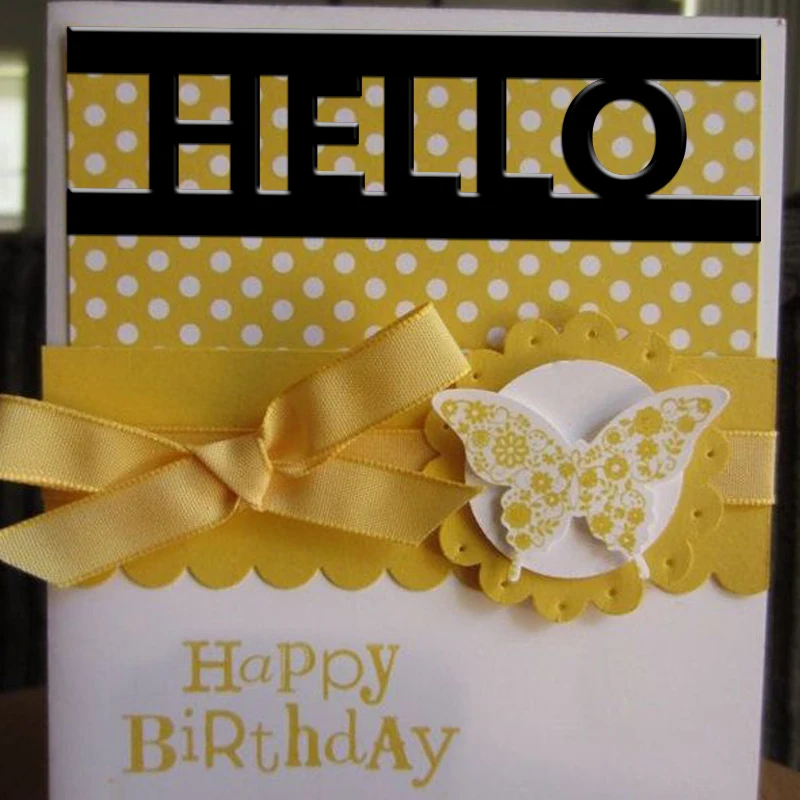 

hello Letters butterfly pattern Metal Die Cuts Cutting Dies For DIY Scrapbooking Embossing Photo Album Paper festival Cards