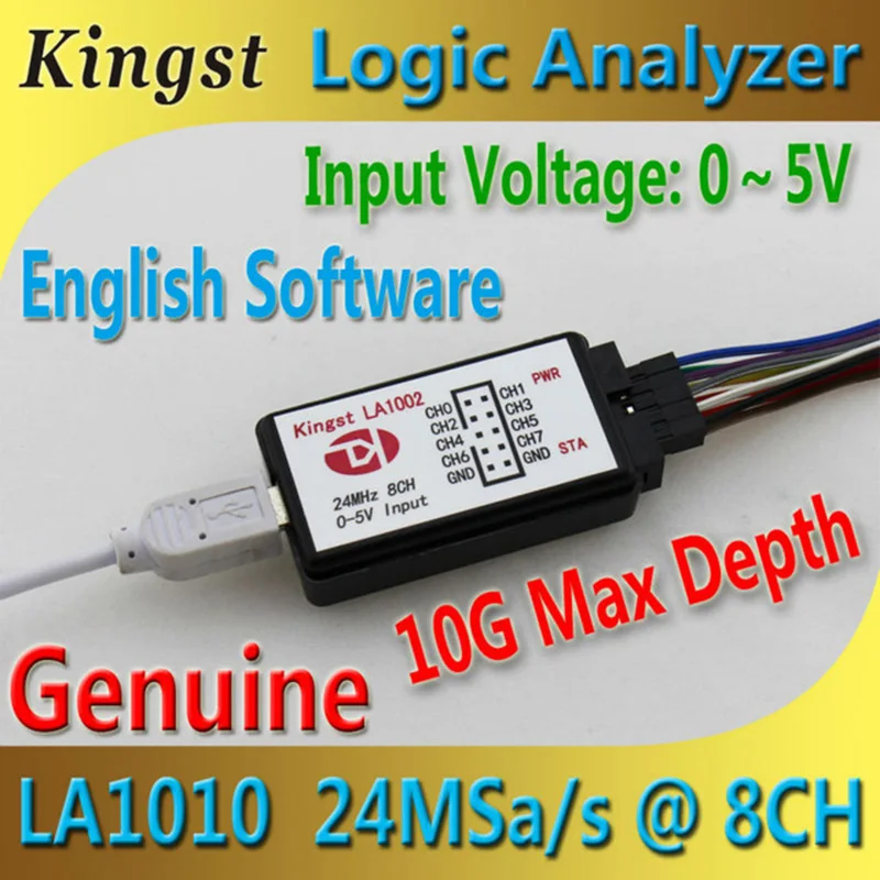 Kingst La1002 Usb логический анализатор 24 м Максимальная частота дискретизации 8 каналов