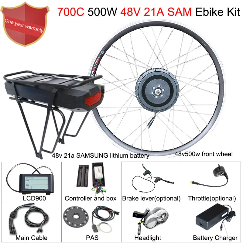 2" 700C мотор для центрального движения колеса 48V 500w комплект для переоборудования электрического велосипеда 48v литиевая батарея, фара для электровелосипеда в комплект для передний ступичный узел мотор для электрического велосипеда - Цвет: 700C 500W48v21a SAM