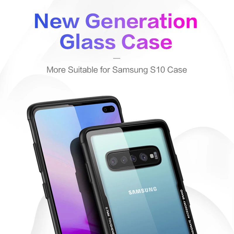 FLOVEME чехол из закаленного стекла для samsung Galaxy S10 Plus с мягкими краями S10e жесткий s