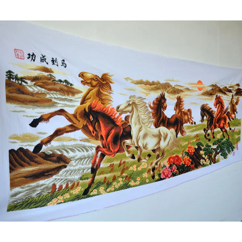 Вышивка крестиком готовая/успех до восьми Pentium восемь лошадей вышивка