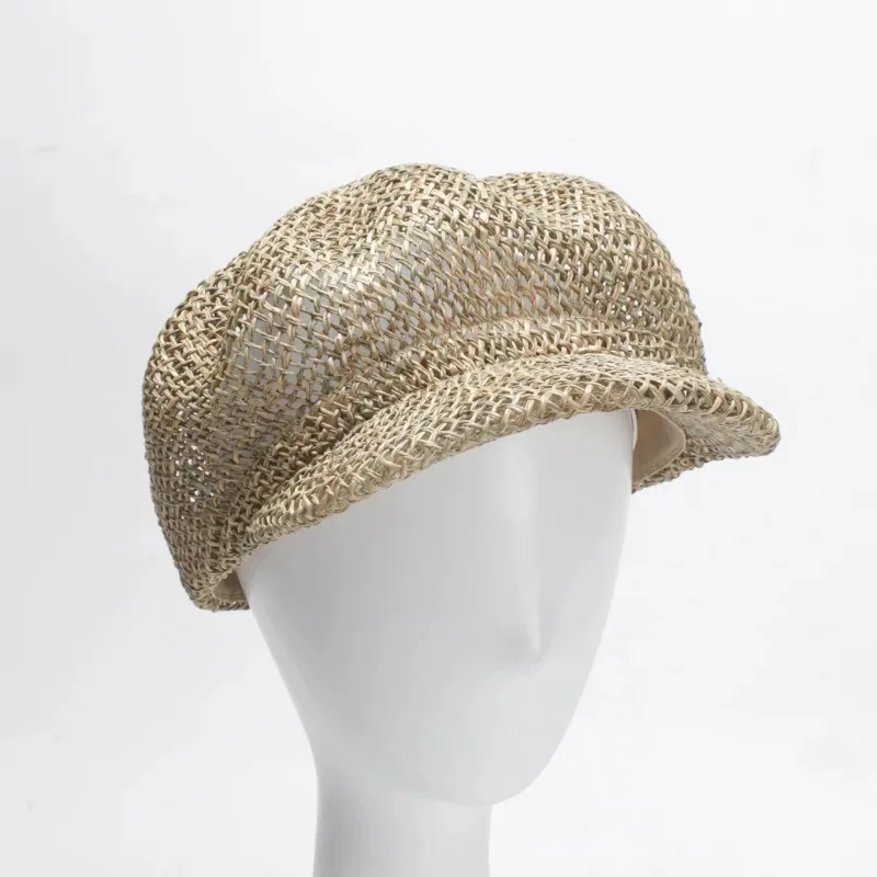

NEW Fashion Custom Made Newsboy Caps Hardness Straw Sun Visor Hats For Women Girls Beach Hat High Quality Handmand Casual Cap