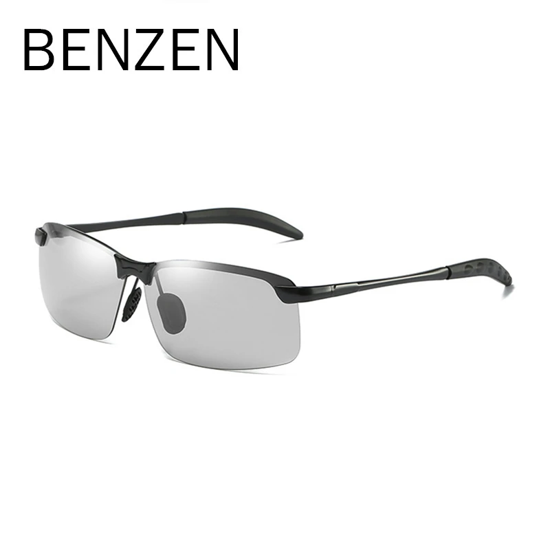 Black Photochromic BENZEN, фотохромные солнцезащитные очки, мужские, поляризационные, Обесцвечивающие, солнцезащитные очки для мужчин, без оправы, квадратные, автомобильные солнцезащитные очки для вождения, оттенки - Цвет линз: Black Photochromic