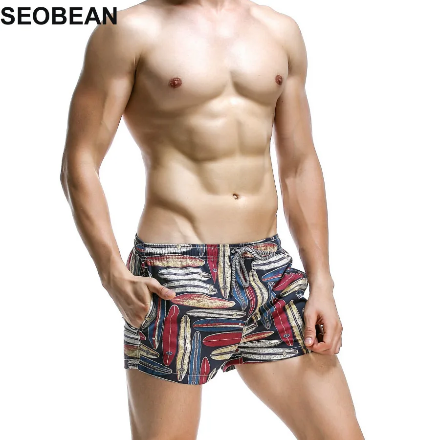 Мужские плавки SEOBEAN с ярко-синими листьями сексуальные шорты для плавания
