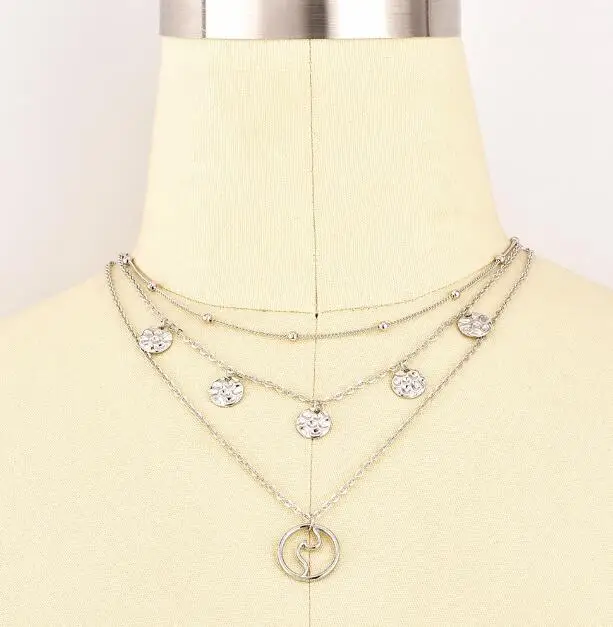 Многослойное неравномерное ожерелье с подвеской в виде вафли x 431 Европа и