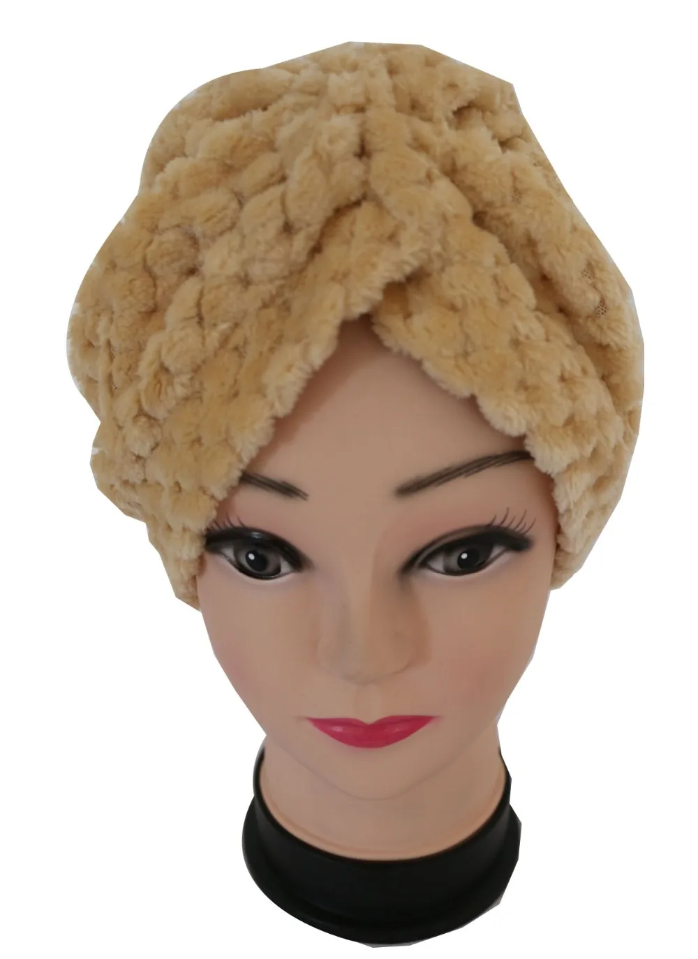 Женские шапки из искусственного меха серые черные флисовые клетчатые тюрбан