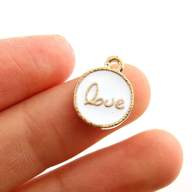 10 шт. бусины из сплава с белой эмалью|charm pendant|round charmlove charm pendant |