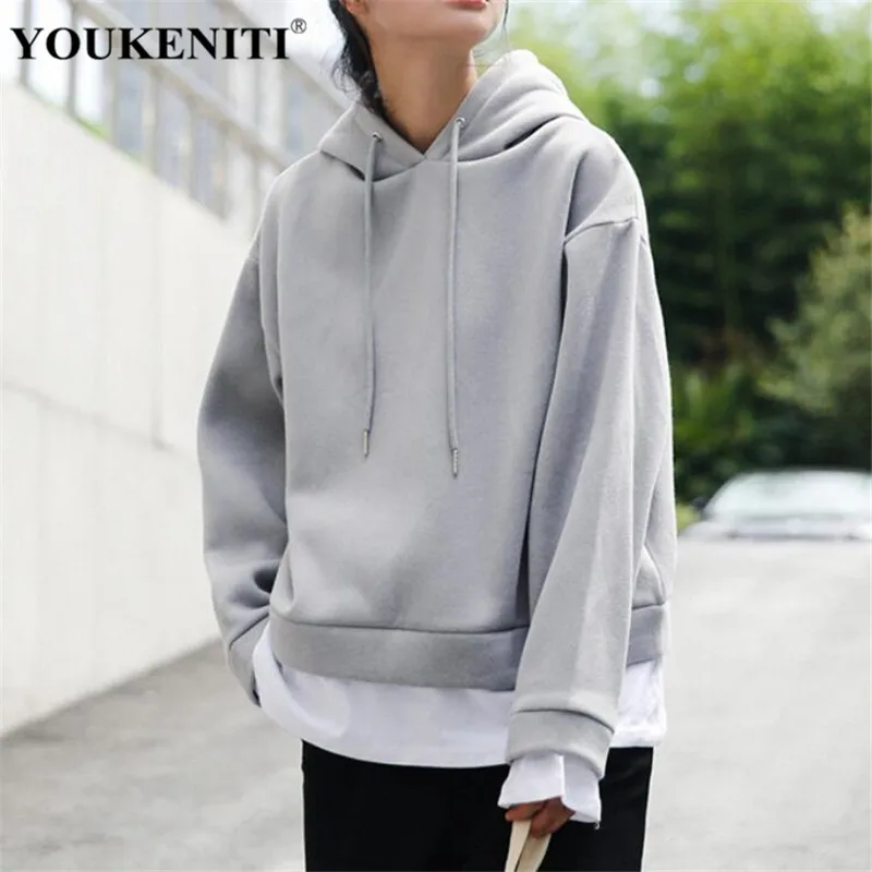 Youkeniti осень зима Новый sewtshirt для Для женщин элегантный дизайн одноцветное