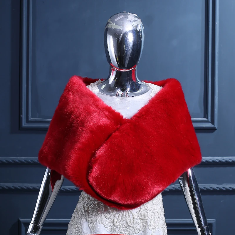 Коричневая/желтая/красная/зеленая/Черная Женская шаль из искусственного меха