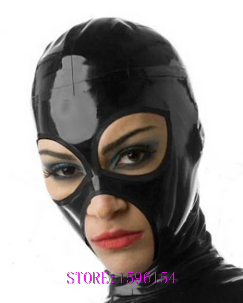 

Fashion Black Rubber Hood Fetish Teddies Sexy Latex Mask for Party Club Customize Size Service
