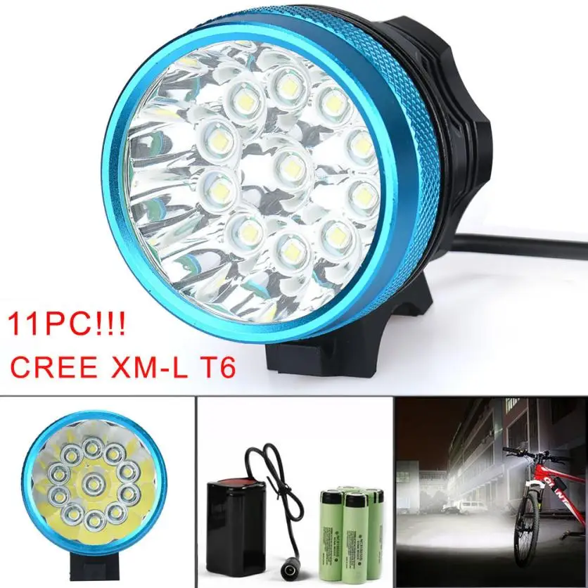 28000LM 11 x XM L T6 LED 6x18650 Велосипедный свет водонепроницаемая лампа с чехлом для