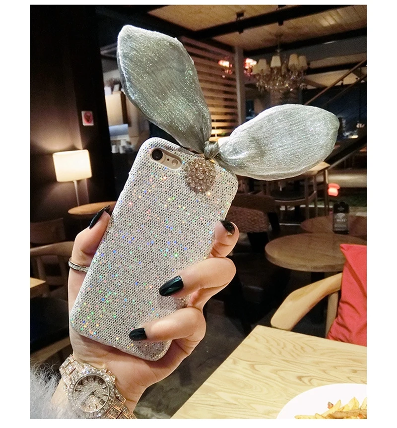 HOCAYU Модный 3d чехол для телефона с заячьими ушками Iphone 6 6s 6plus 7 7plus 8 plus блестящий
