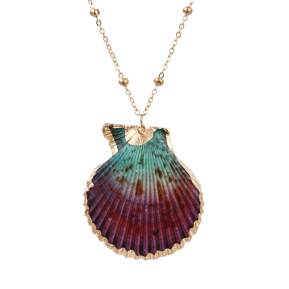 Многослойное ожерелье из ракушек с подвеской натурального золота цепочка каури