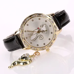 Модные часы с кристаллами и кошками для женщин и девушек, роскошные Брендовые Часы-браслет из нержавеющей стали, женские кварцевые часы, часы reloj mujer