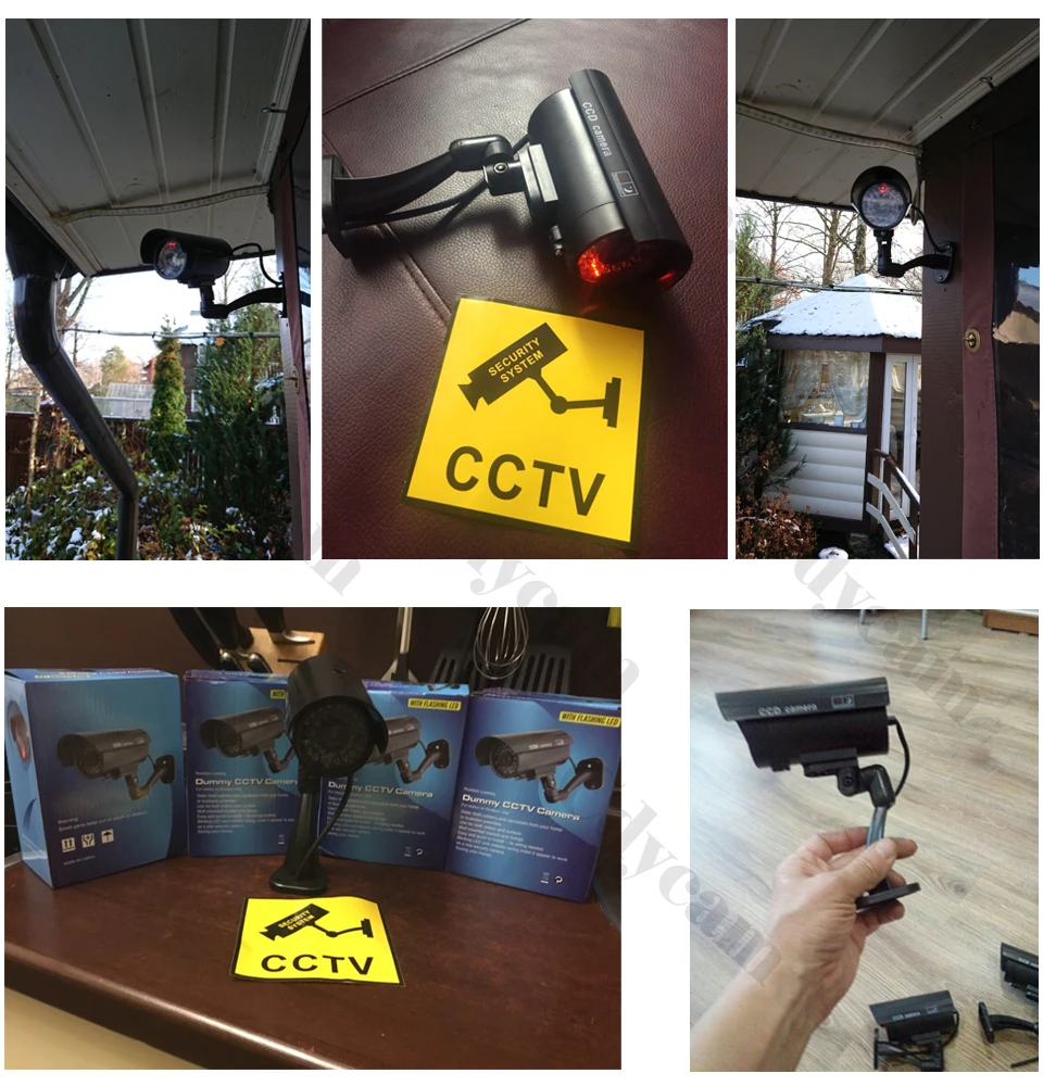 Cdycam Поддельные пустышки камера пуля водонепроницаемый открытый Крытый видеонаблюдения камера с мигающий красный светодиодный