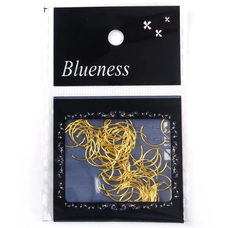 Blueness 1000 шт./лот украшения для ногтей золотого и серебряного цвета полукруглые