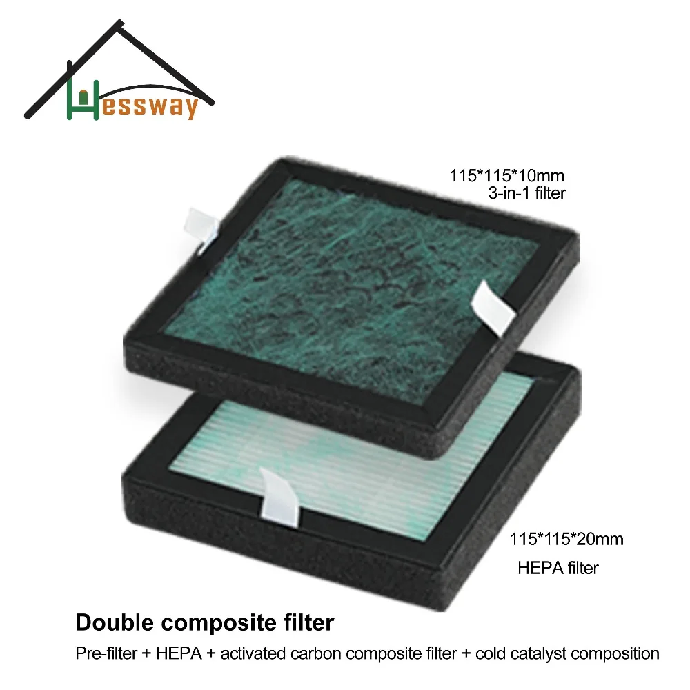 

HEPA Filter Dust Collection Filter Air Purifier Activated Carbon Filter with Double composite filter 115*115*10mm
