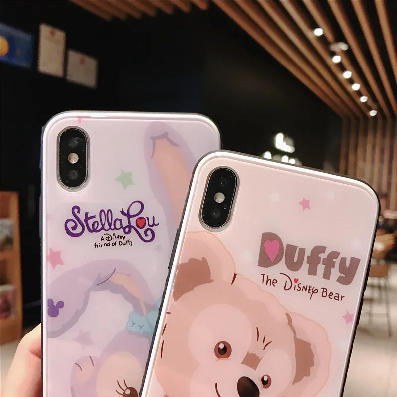 Милый медведь и кролик закаленное стекло чехол для iPhone 6 6splus 7 8 plus X Xs XR Max маленькое