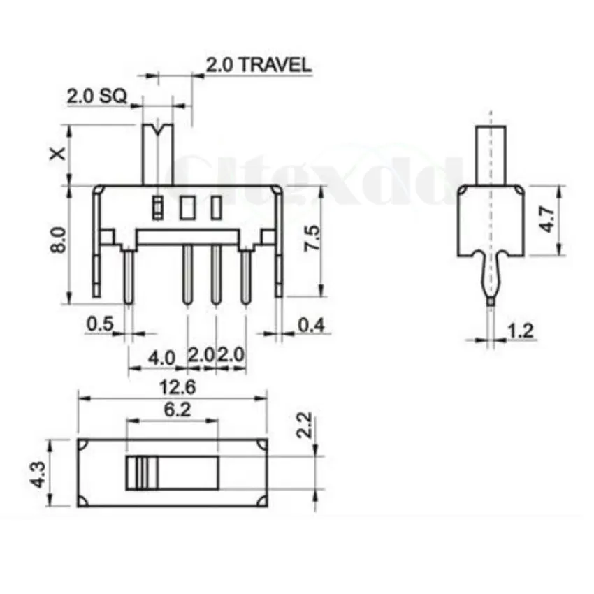 Cltgxdd 10 шт. SS13D07G4 3 положения SPDT 1P3T 6 контактная печатная плата панель Мини