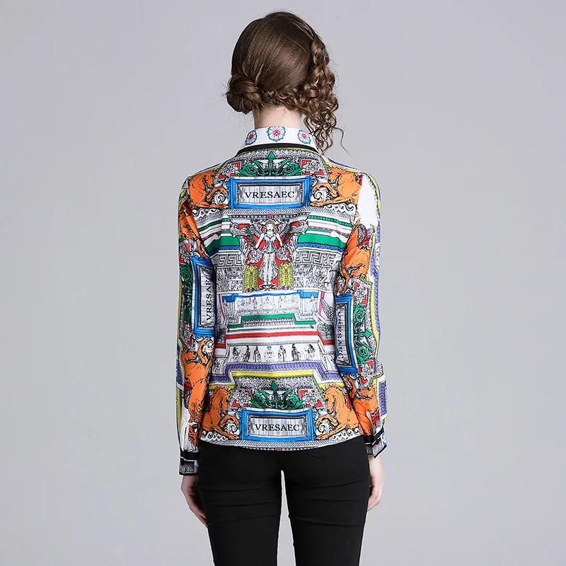 New Spring Gray Fashion Patchwork printing summer blouse 2019 Women Clothes Sexy long Shirt Korean Elegant Femme |