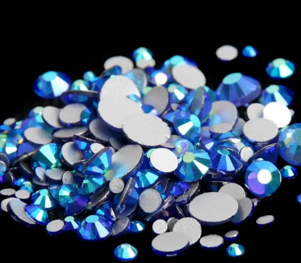 

Sapphire AB Color ss3,ss4,ss5,ss6,ss8,ss10,ss12,ss16,ss20,ss30 Flat Back Crystal Non Hotfix Nail Art Rhinestones Decorations