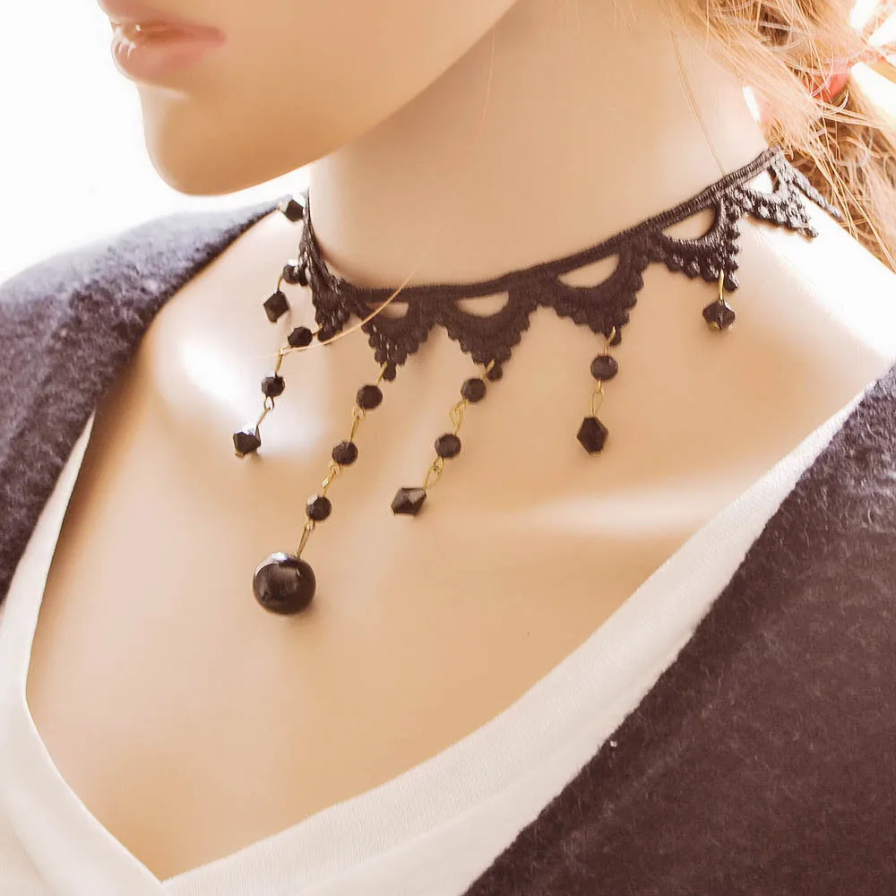 Винтажное Новое модное женское ожерелье с кружевом в стиле ретро милый