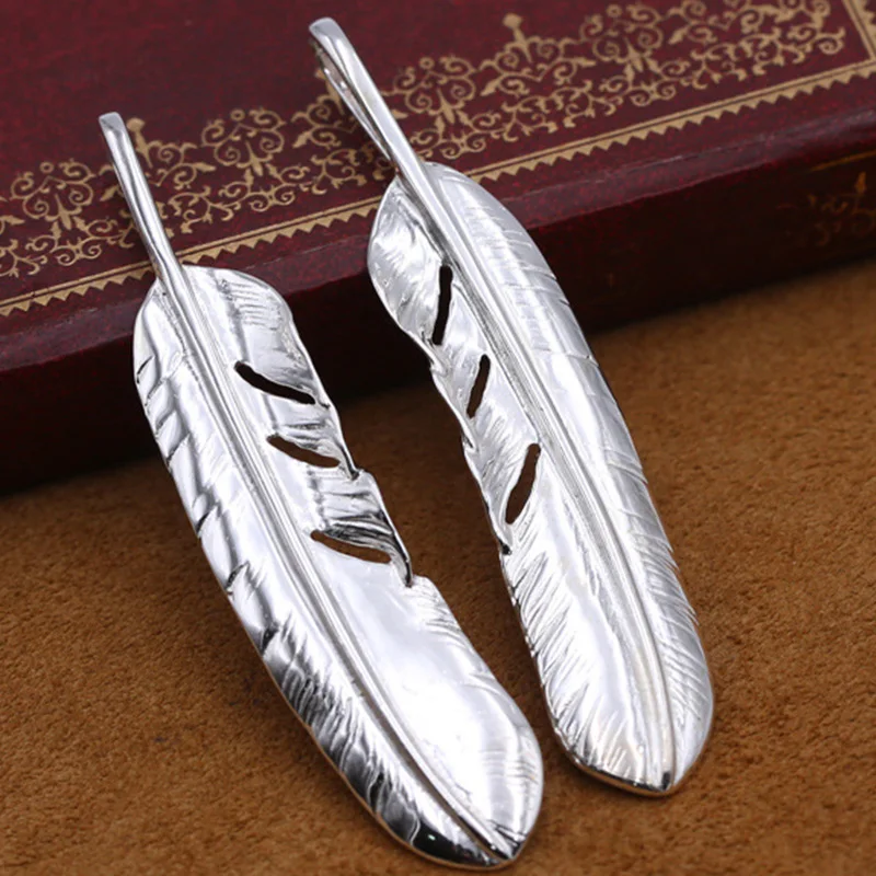 925 sterling silver Jewelry Thai Silver Work Korean version of men and women gaoqiao light feather pendant sweater chain | Украшения и