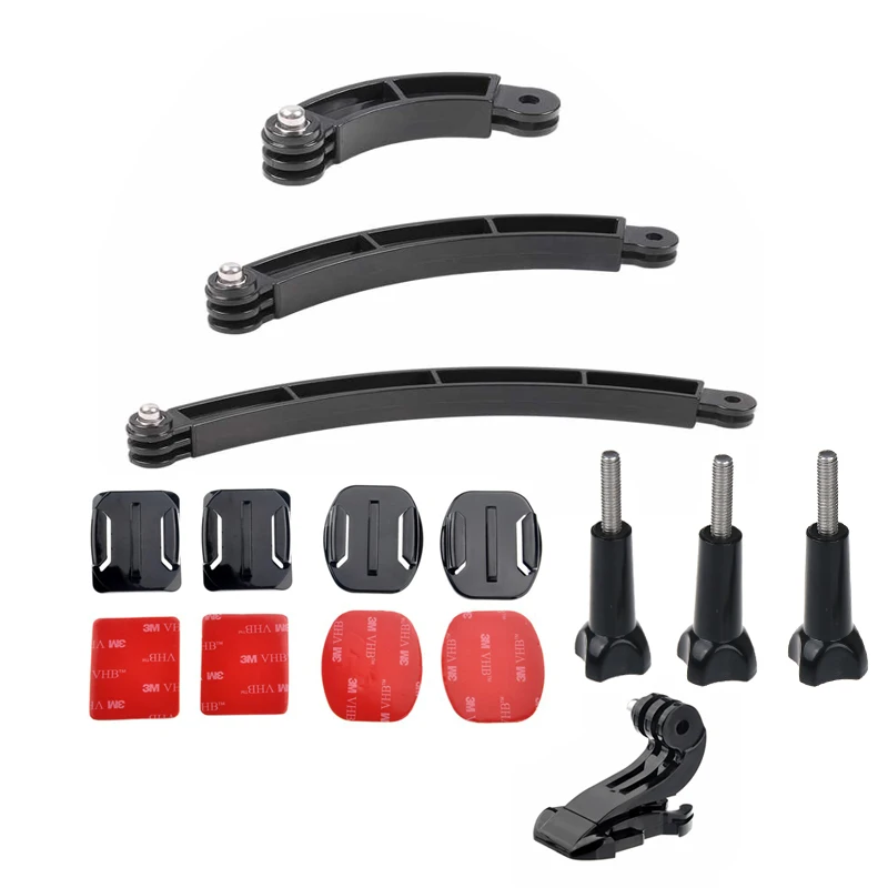motorcycle helmet mount extended arc bracket arm 3-way holder With fixed base for dji Osmo Action camera Accessories | Электроника