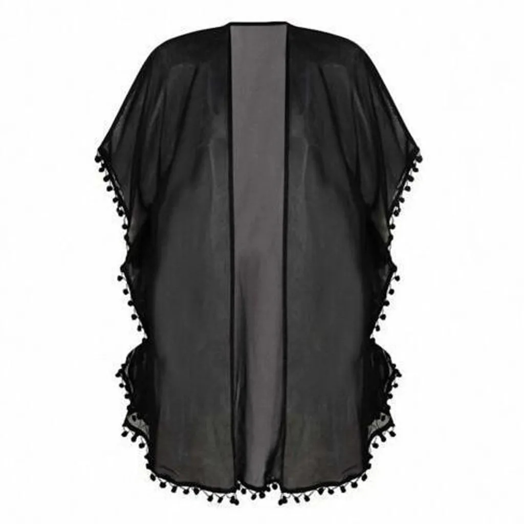 Женская кружевная блузка кардиган Повседневная Свободная прозрачная кимоно с