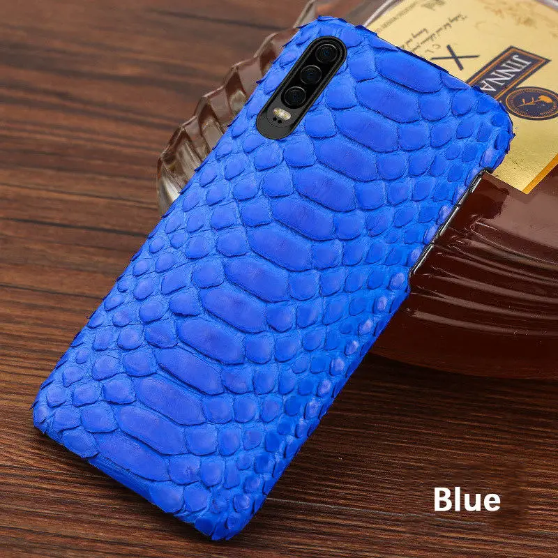 Чехол из натуральной змеиной кожи для huawei P30 Pro P20 Lite P10 чехол из кожи питона ручной работы Honor 10 9 View Note mate 20 P 30 - Цвет: Blue