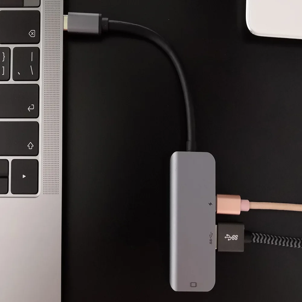 3 в 1 USB C Type к HDMI 4K адаптер док станция USB3.0 PD Быстрая зарядка концентратор Thunderbolt для
