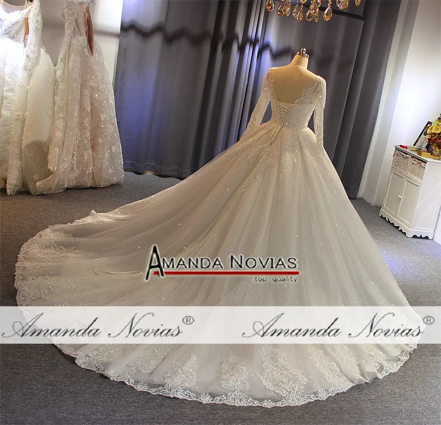 gelinlik свадебное платье с длинными рукавами с полным кристаллом свадебное платье настоящая работа