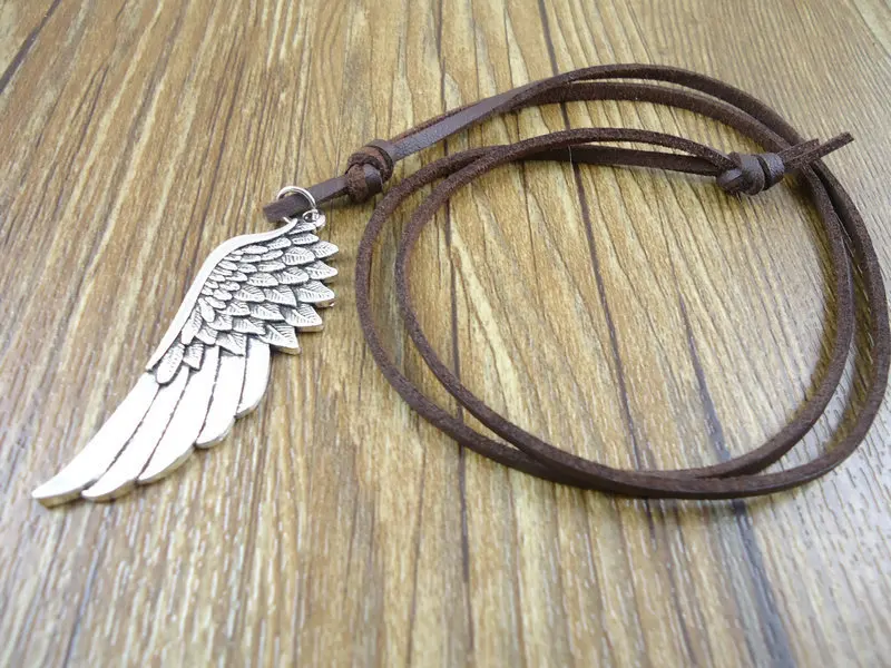 Мужские и женские кожаные ожерелья подвески Крылья Ангела из сплава ручной