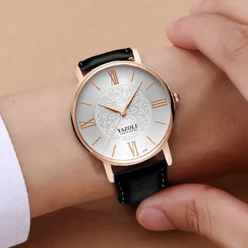 YAZOLE бренд розовое золото кварцевые часы женские для женщин наручные Hodinky Montre Femme