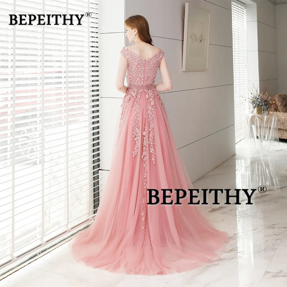 Abendkleider, розовое длинное кружевное вечернее платье с жемчугом, vestido de festa, винтажные Вечерние платья на выпускной, элегантные,, Vestido Longo