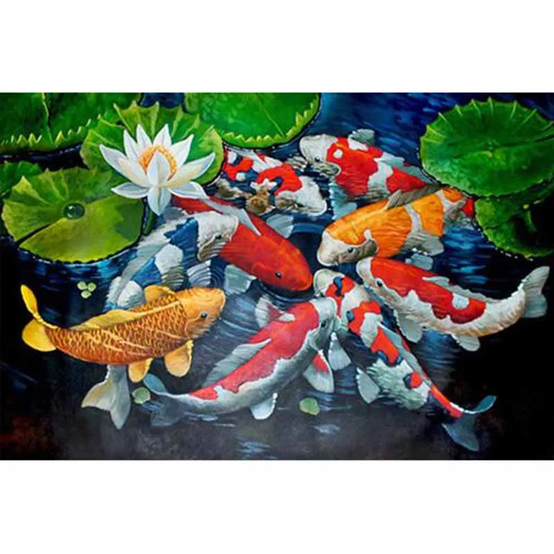 Новая алмазная живопись Koi Golden Fish 3D вышивка сделай сам мозаика рыба прыгает