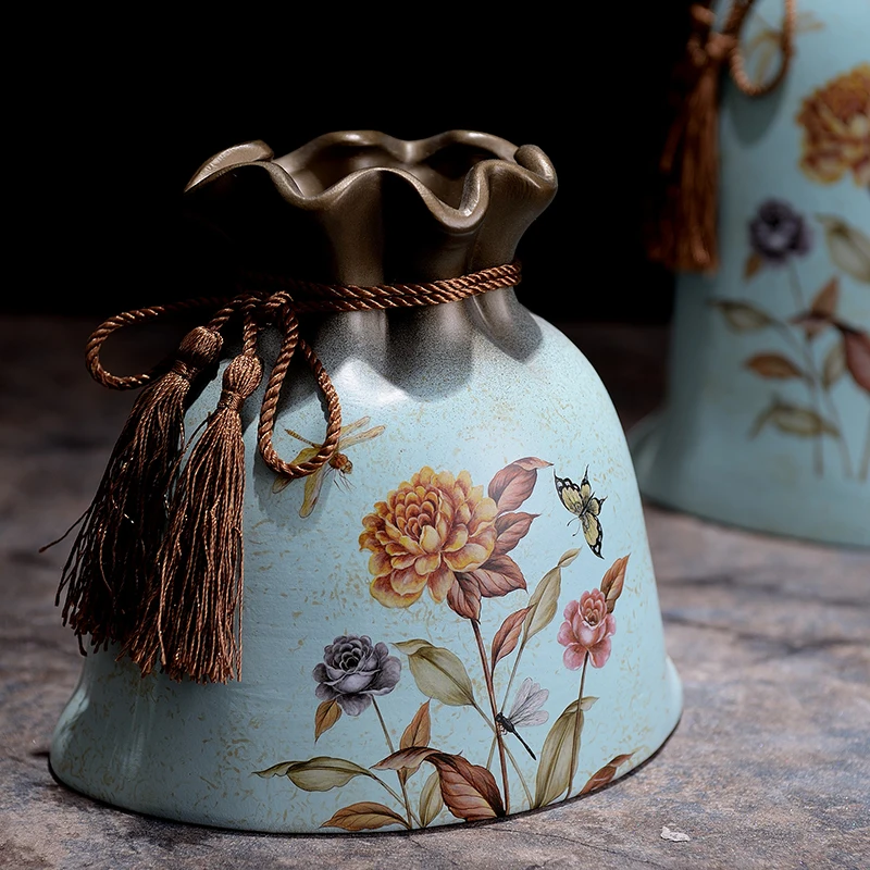 Стиль ретро керамические вазы из трех частей цветок украшение гостиной декора