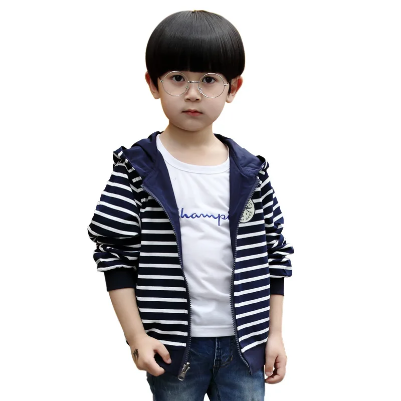 Куртка детская демисезонная с капюшоном в полоску двусторонняя|boys fashion jacket|boys