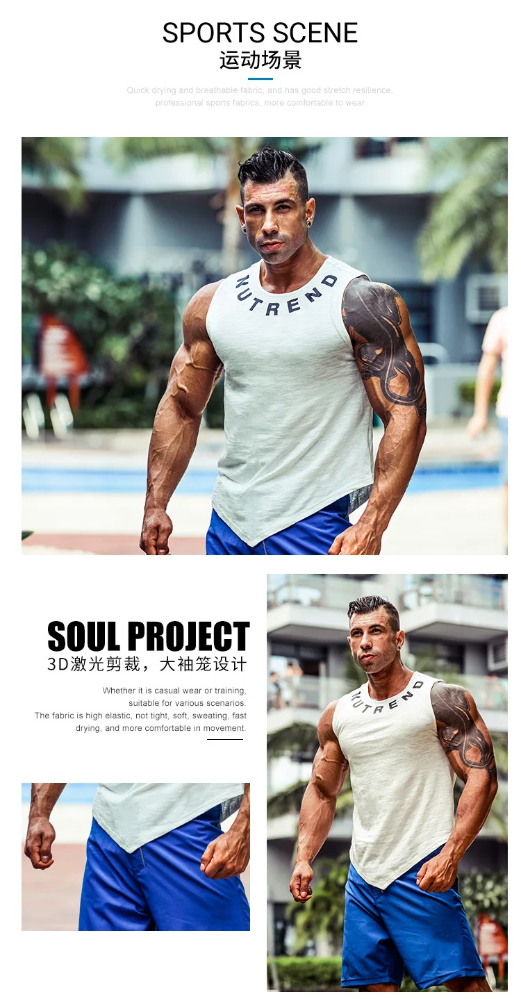New fashion cotton sleeveless shirts tank top men Fitness shirt mens singlet Bodybuilding workout gym vest fitness men