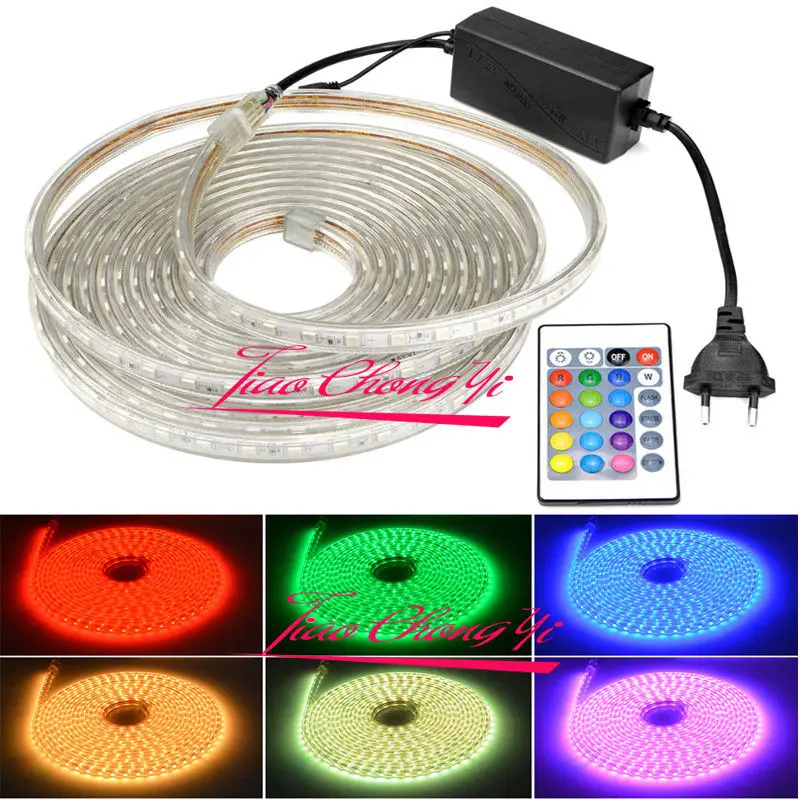 220В 5050 RGB силиконовая трубка Светодиодная лента наружное украшение 24Key Controlle|5050