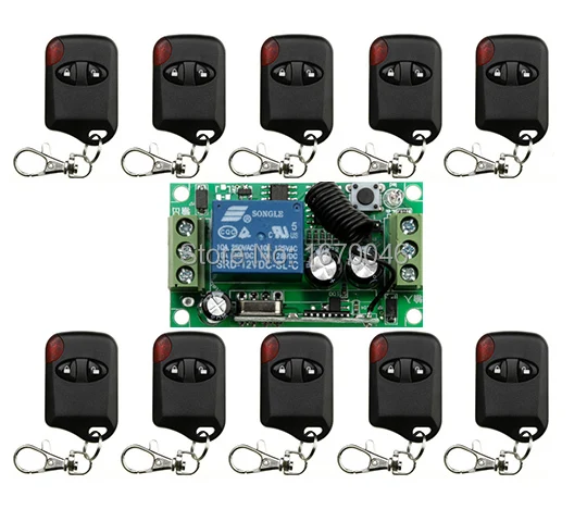 DC 12V 10A 1CH 315 MHz/433 MHZ Беспроводной RF пульт дистанционного управления 10 * Передатчик