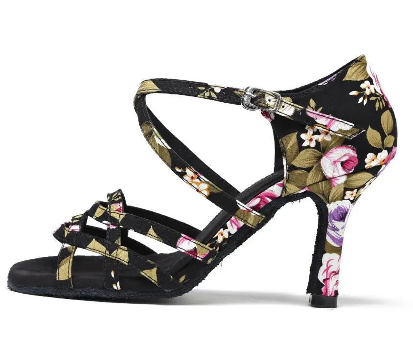 Flower heel 8.5cm Women Dance Shoes Ballroom Women Latin Salsa Dance Shoes Tango Lady Salsa Shoes Latin Ballroom Shoes Hot Sale JuseDanc - Цвет: Flower heel 8.5cm