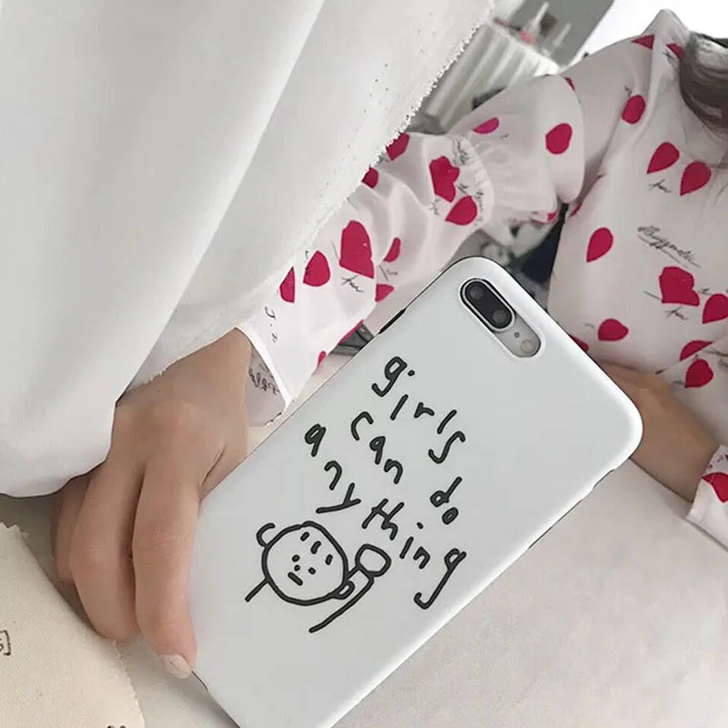 JIBAN Ins Hand-painted English Phone Case for iPhone X iphone 6 6s 6plus 7 8 plus protection Cover Funny Cartoon Soft Capa |