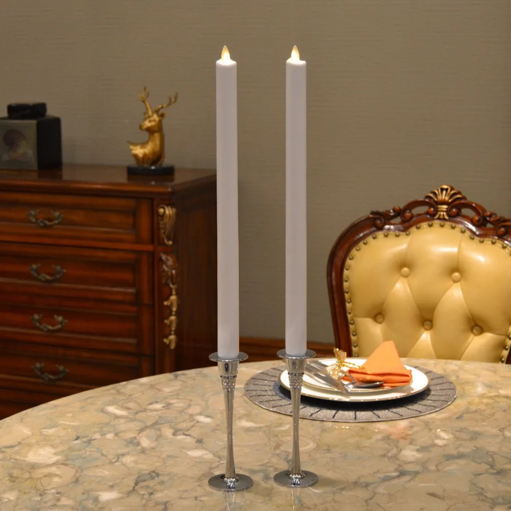 2Pcs Luminara Battery Operated Flickering Led Candles Flameless White Stick Candle Light Lamp for Wedding Home Table Decoration | Дом и сад