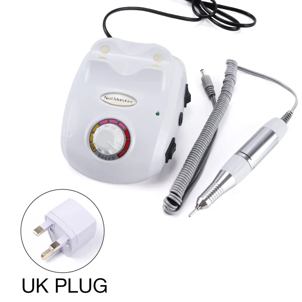 white uk plug Электрический сверлильный станок для ногтей 30000 об/мин для маникюра, педикюра, сверлильный станок, аксессуары для ногтей, инструмент для дизайна ногтей с фрезой - Цвет: white uk plug
